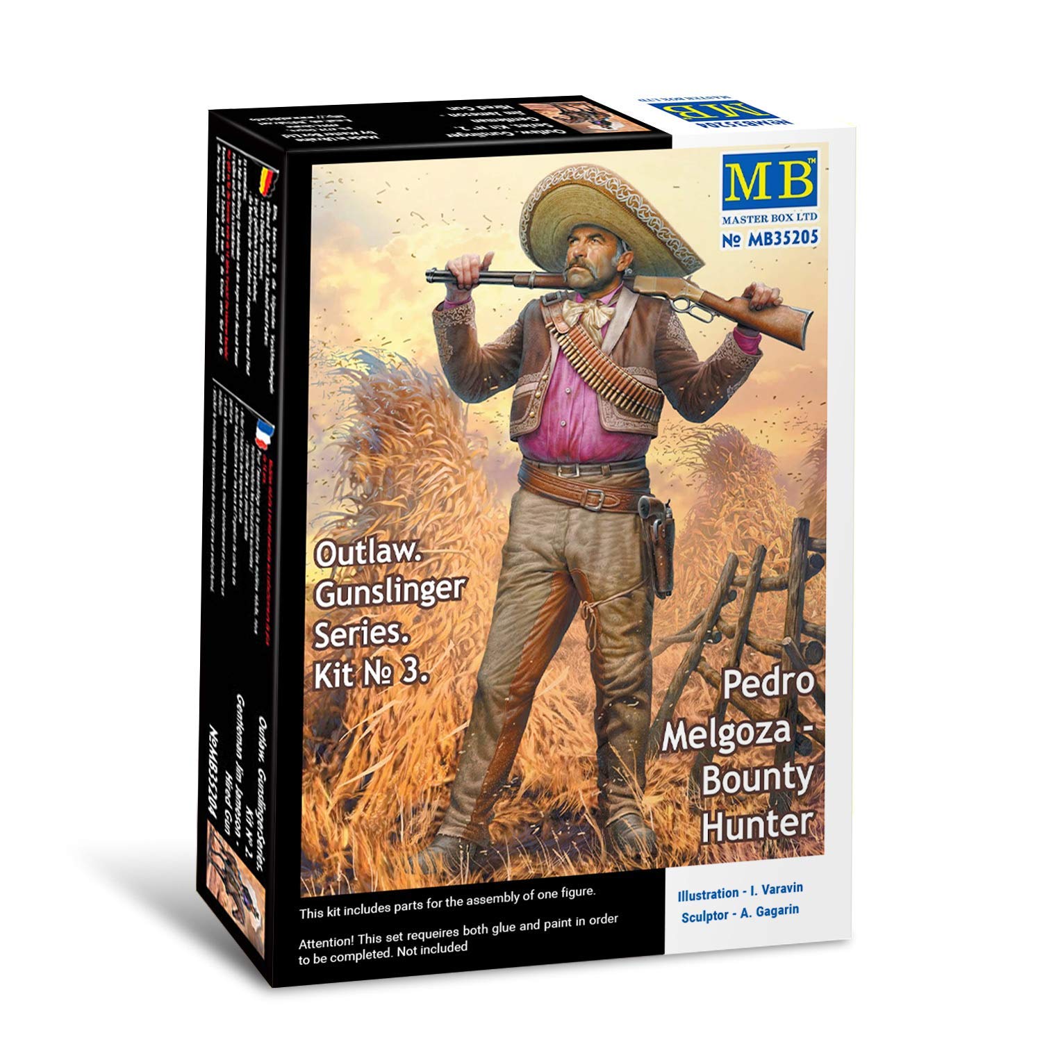 Masterbox 1/35 Scale Outlaw, Gunslinger Series. Kit No. 3 Pedro Melgoza - Bounty Hunter - Plastic Model Building Set # 35205