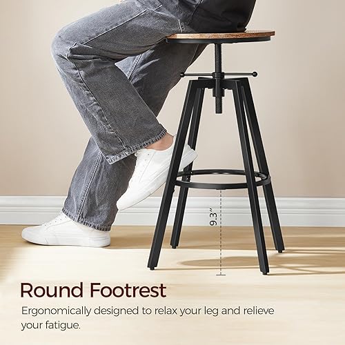 Miniatura 6 de Taburetes de bar, taburete de bar giratorio de altura ajustable, taburete de bar de altura de mostrador, juego de 2 taburetes de bar industriales,