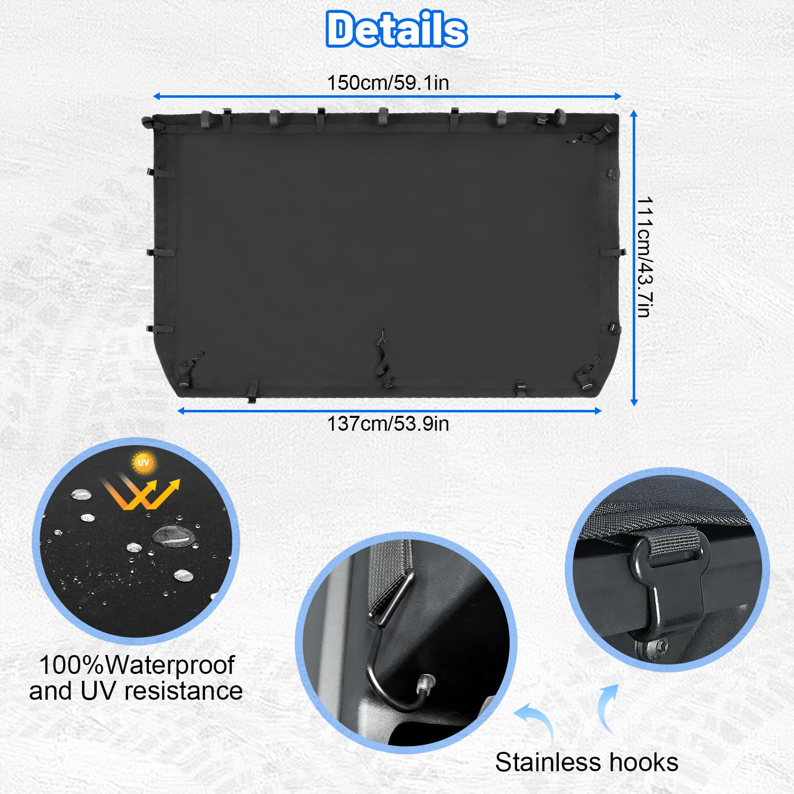 StarknightMT Funda para cama de carga, duradera, ajustable, impermeable, compatible con Polaris Ranger XP 1000/Crew 2020-2023, Ranger XP 900/Crew 2013-2019, Ranger XP 570/Crew 2016 Tonneau Cargo Cover