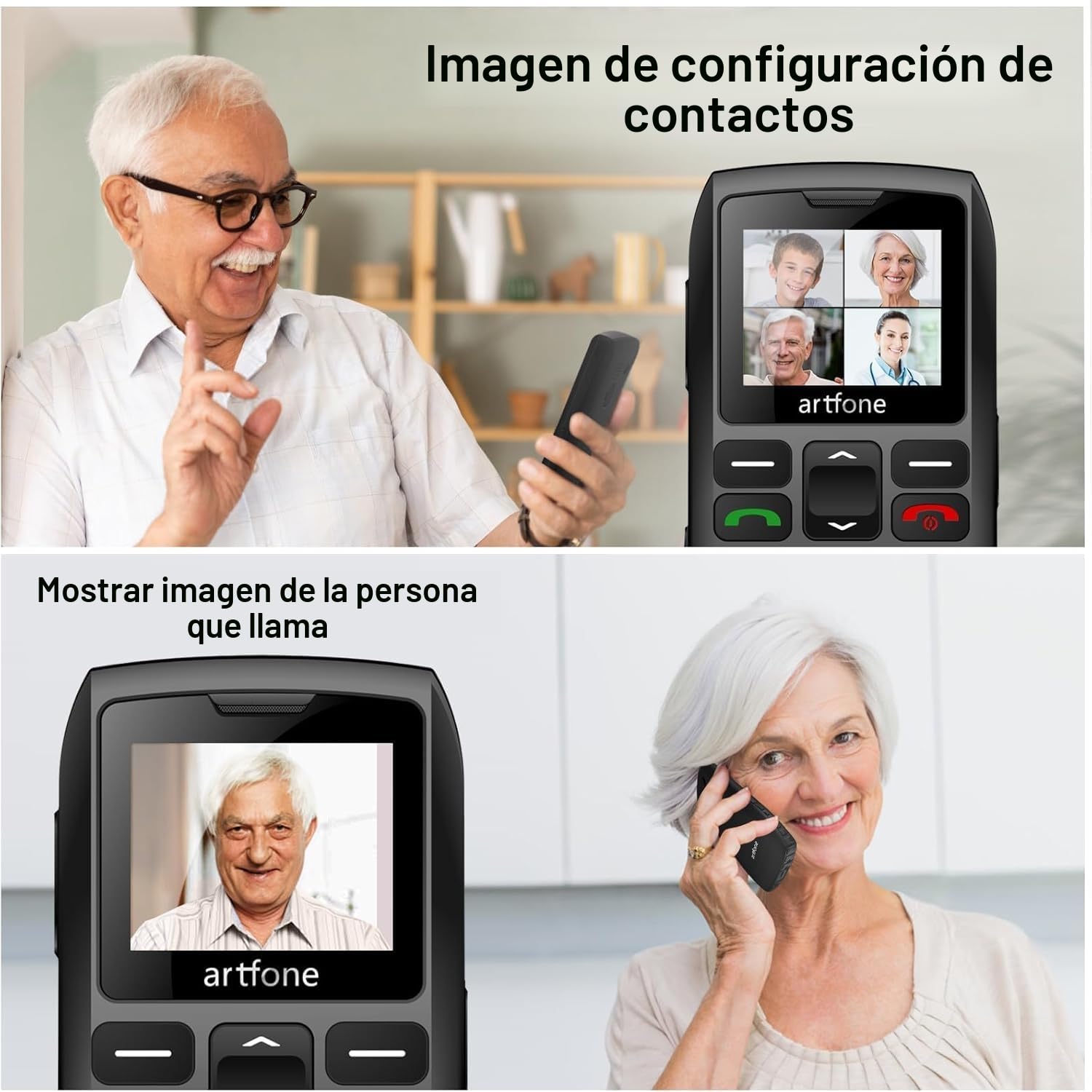 artfone C1+4G Pro Volte Teléfono Móvil para Personas Mayores丨Senior Moviles de Teclas Grandes y Volumen Alto丨Contactos con Imágenes丨Botón SOS丨Base de Carga丨Bateria 1800mAH丨FM Radio - Negro