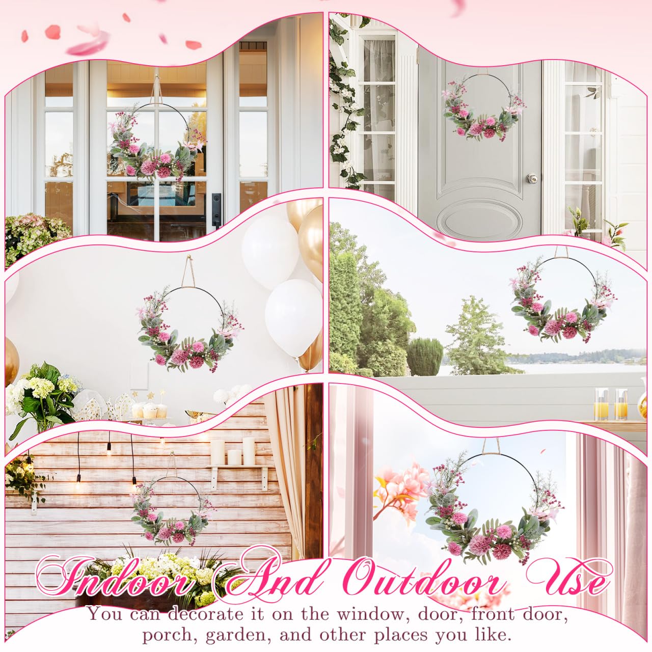 Garneck Künstlicher Blumenkranz Für Hochzeiten Dekorativer Türkranz Mit Lebensechten Blüten Für Fenster Türen Und Garten Pflegeleicht Und Langlebig