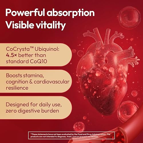 Miniatura 3 de BIGVITA CoCrystal CoQ10 + 120 mg de ubiquinol - Fórmula de ultra absorción con PQQ, SOD y BioPerine - Apoya la vitalidad cardíaca, energía y celular