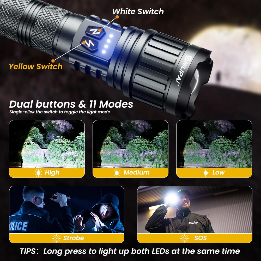 SHiLiPAI 800 Lumens LED Flashlight - High Power Tactical Light, 5 Modes, IP55 Waterproof, Rechargeable - View #12
