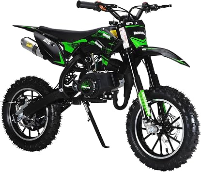 YOXIER 50cc Dirt Bike for Kids 8-14, Gas-Powered Mini Dirt Bike, 25 MPH Max Speed, Front & Rear Disc Brakes, Shock Absorption, Padded Seat, Kids Motorcycle, Mini Motorcycle Green
