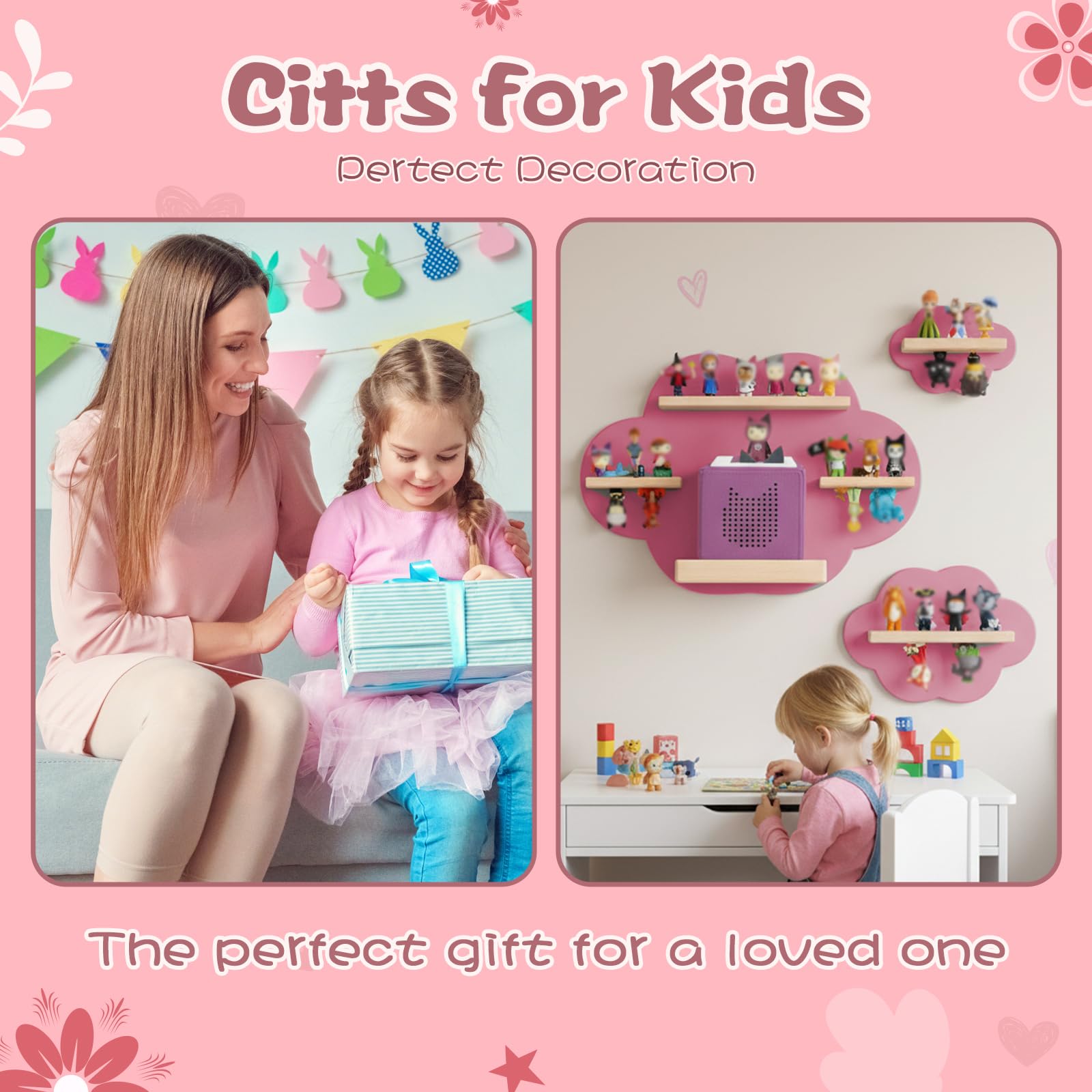 Lot de 2 Étagères Montessori pour Tonies et Toniebox, Rangement 75