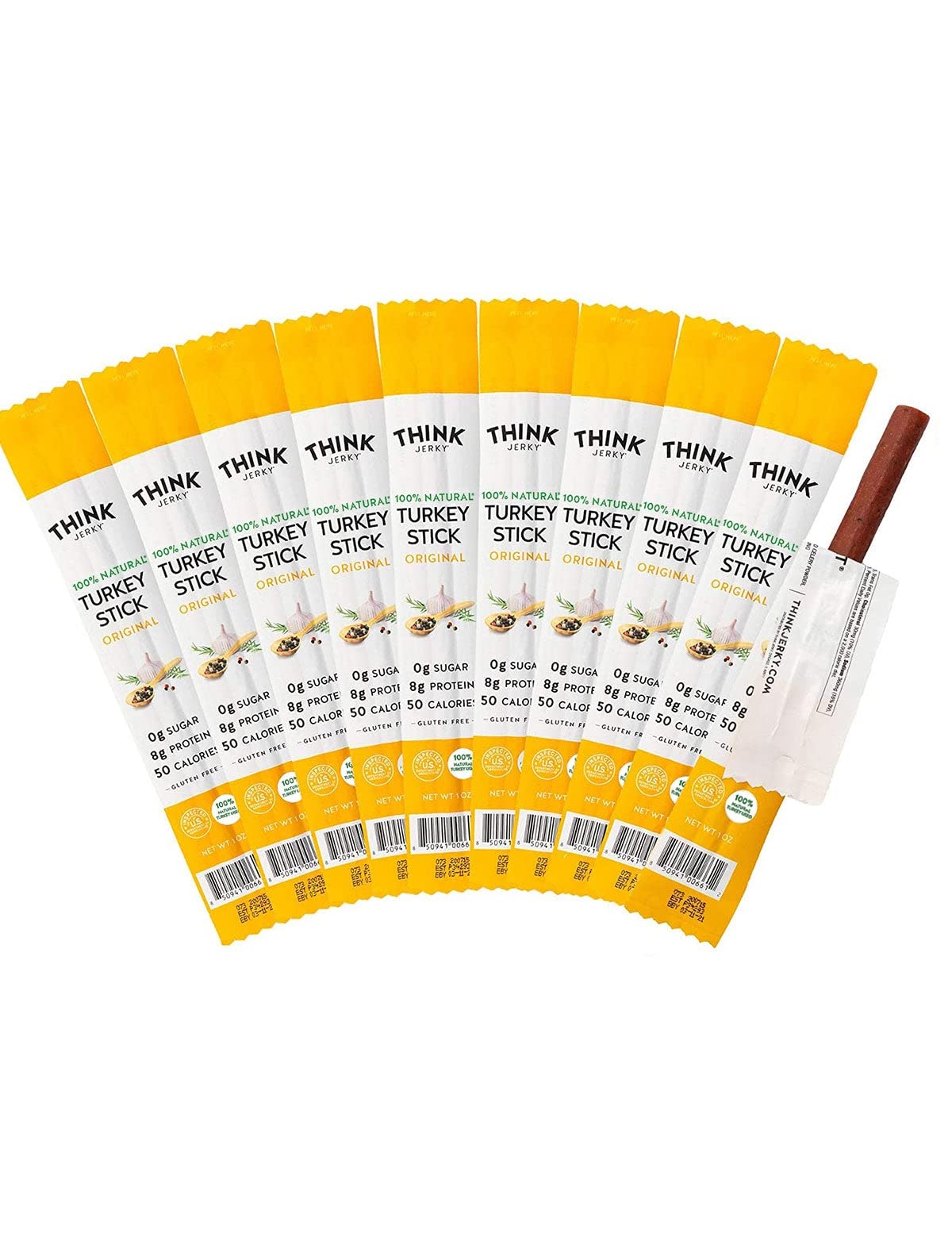 Amazon.com: Original All-Natural Turkey Sticks by Think Jerky — Sugar Free,  Gluten Free, Non-GMO, No Nitrates Jerky Snack — Keto, Paleo, Whole30  Compliant — High Protein, Low in Carbs — 1 oz (