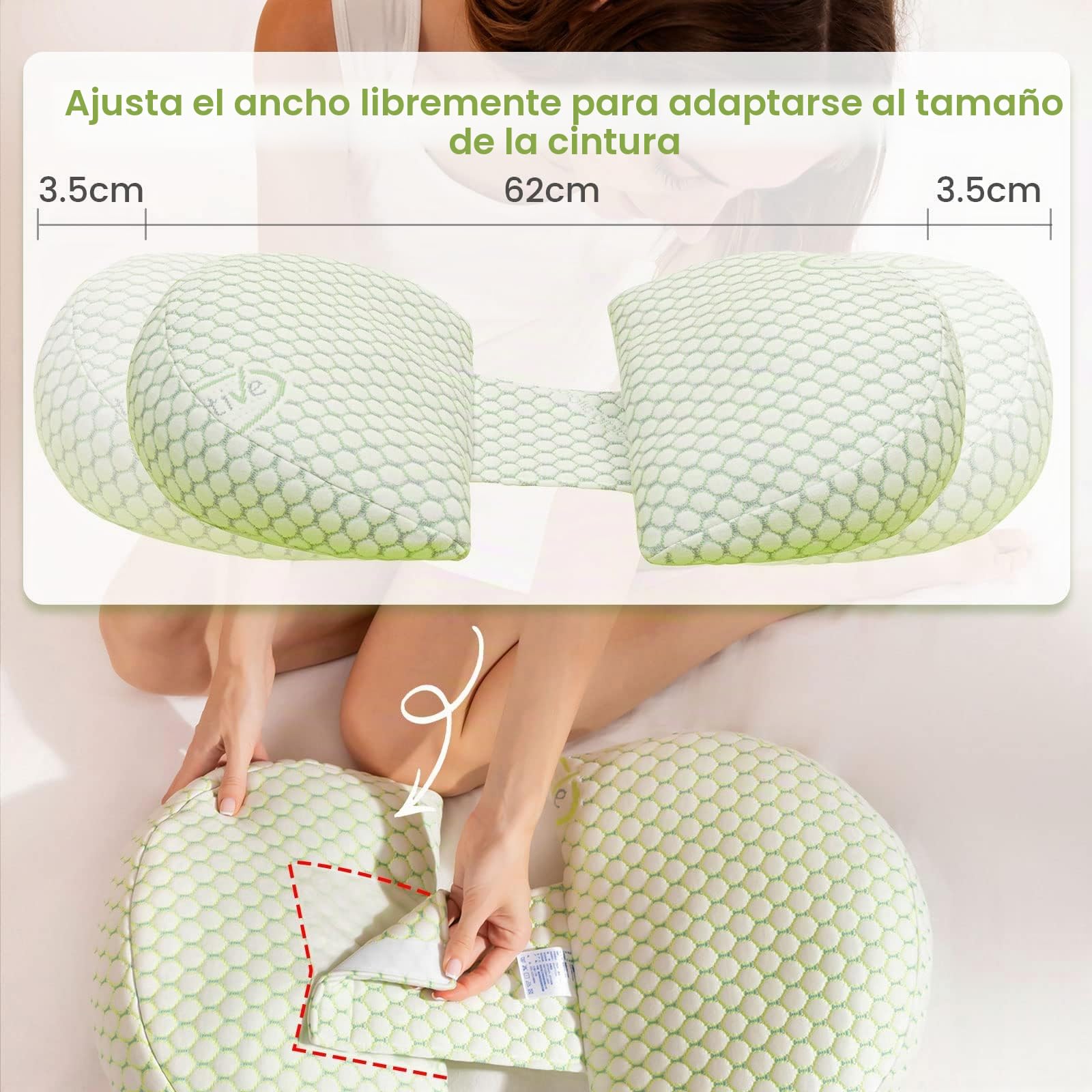 ShowyLive - Cojín de embarazo en forma de U para dormir, cojín de lactancia, cojín de maternidad, almohada de embarazo con funda reemplazable y lavable (Verde)