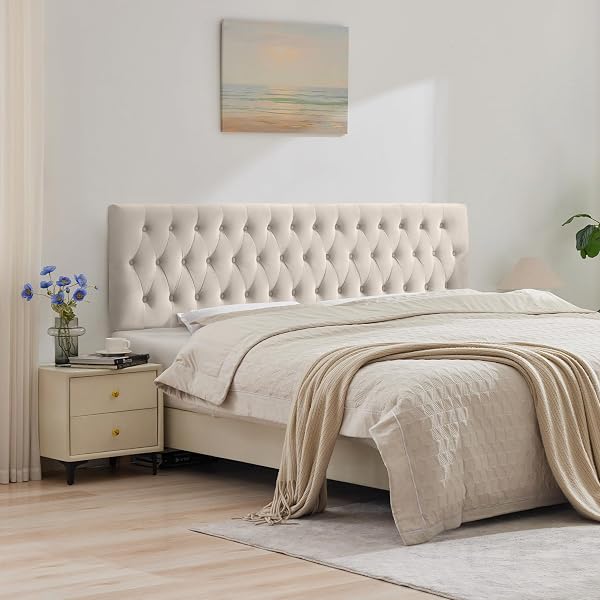 Kingfun Upholstered Tufted Bed Headboard in Modern Button Design