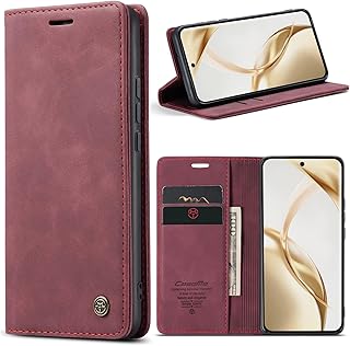 Phone Case Compatible with Honor 200 Luxury PU Leather Design 2 Flip Cover Card Slot Holder Cover Compatible with Honor 200 (red)