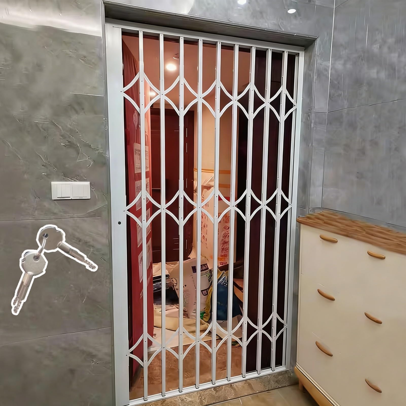 Barras de seguridad resistentes para ventanas, protectores de rejilla interior para prevención de robos, riel de puerta de bloqueo, puerta de perro, 80 cm x 150 cm