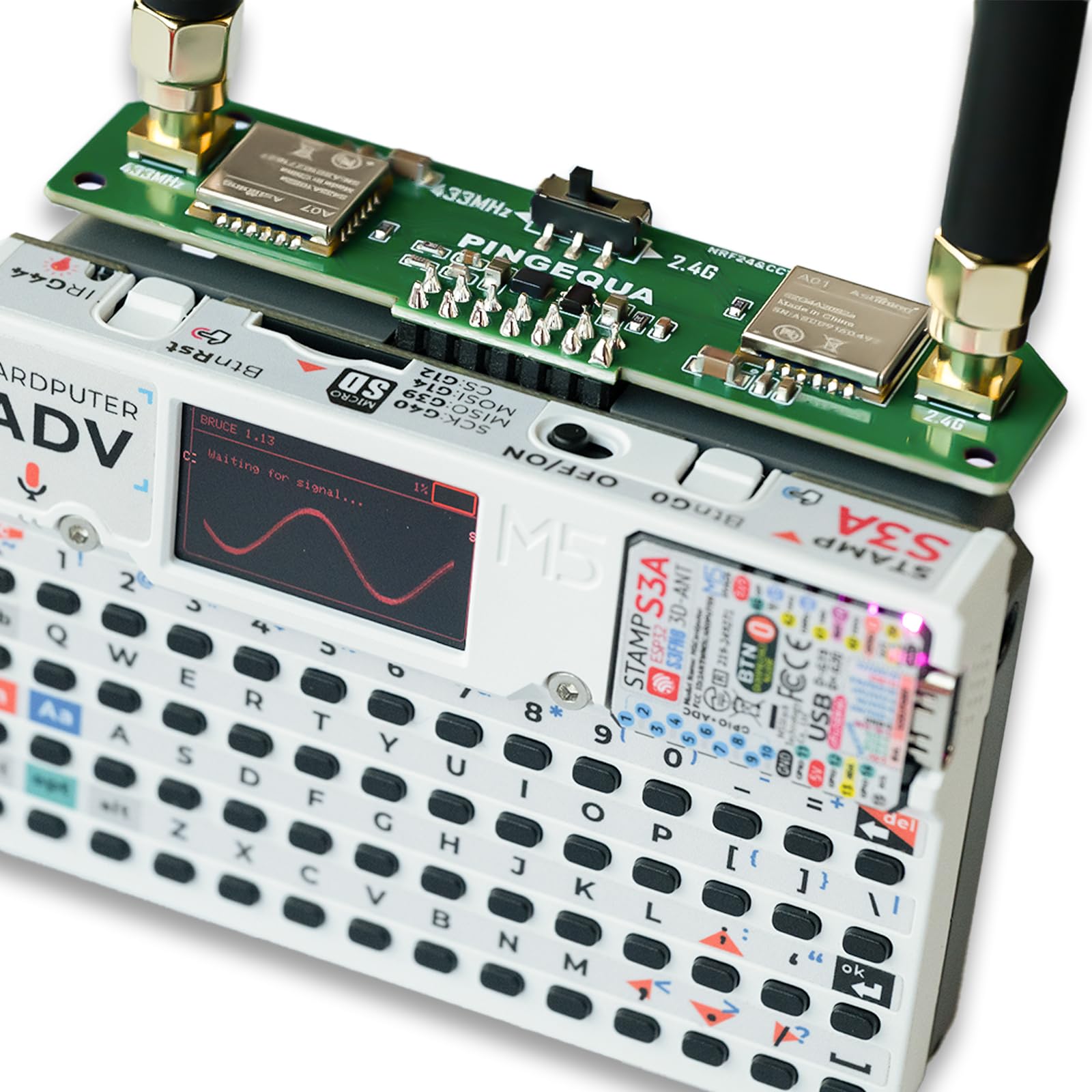 Płyta rozwojowa RF 2 w 1 do M5Stack Cardputer ADV, kompatybilna z NRF24 i CC1101, ulepszone filtrowanie mocy, stabilny moduł edukacyjny 2,4 GHz i 433 MHz (Cardputer nie jest dołączony)
