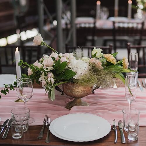 Miniatura 7 de MIAHART Camino de mesa azul polvoriento, camino de mesa de gasa de 35 x 120 pulgadas, 10 pies, camino de mesa de gasa para boda, fiesta, novia, baby