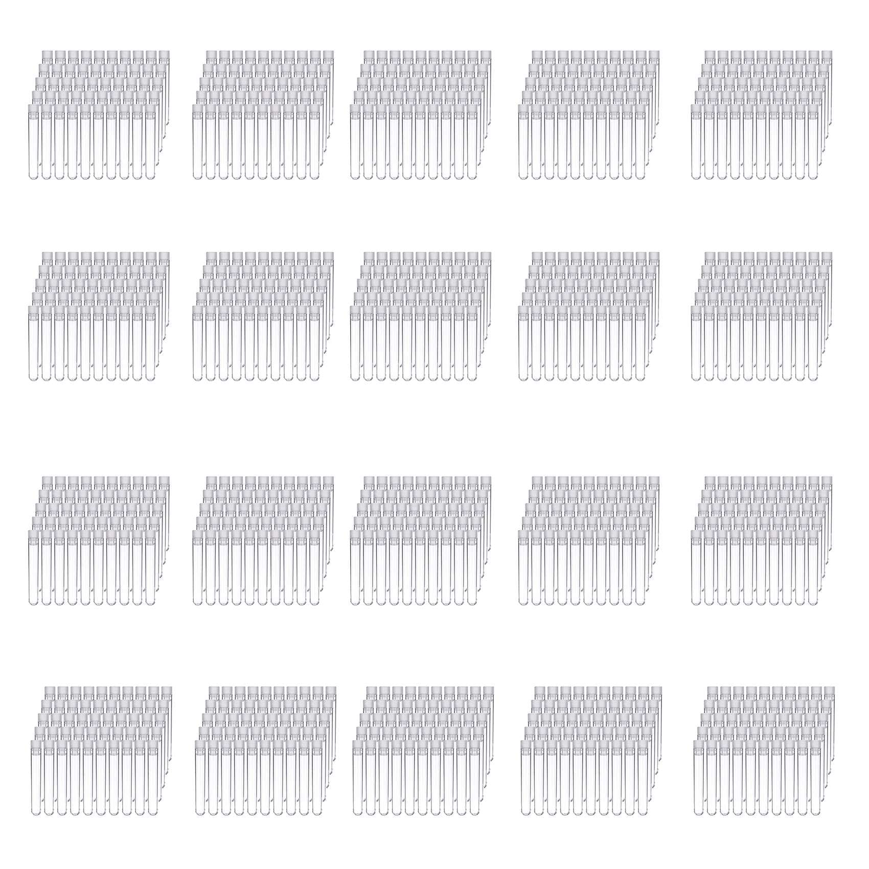 2000 unidades de frascos de plástico transparente de reactivo con tapas de tornillo muestras contenedores tapas de impresión 12 x 75 mm