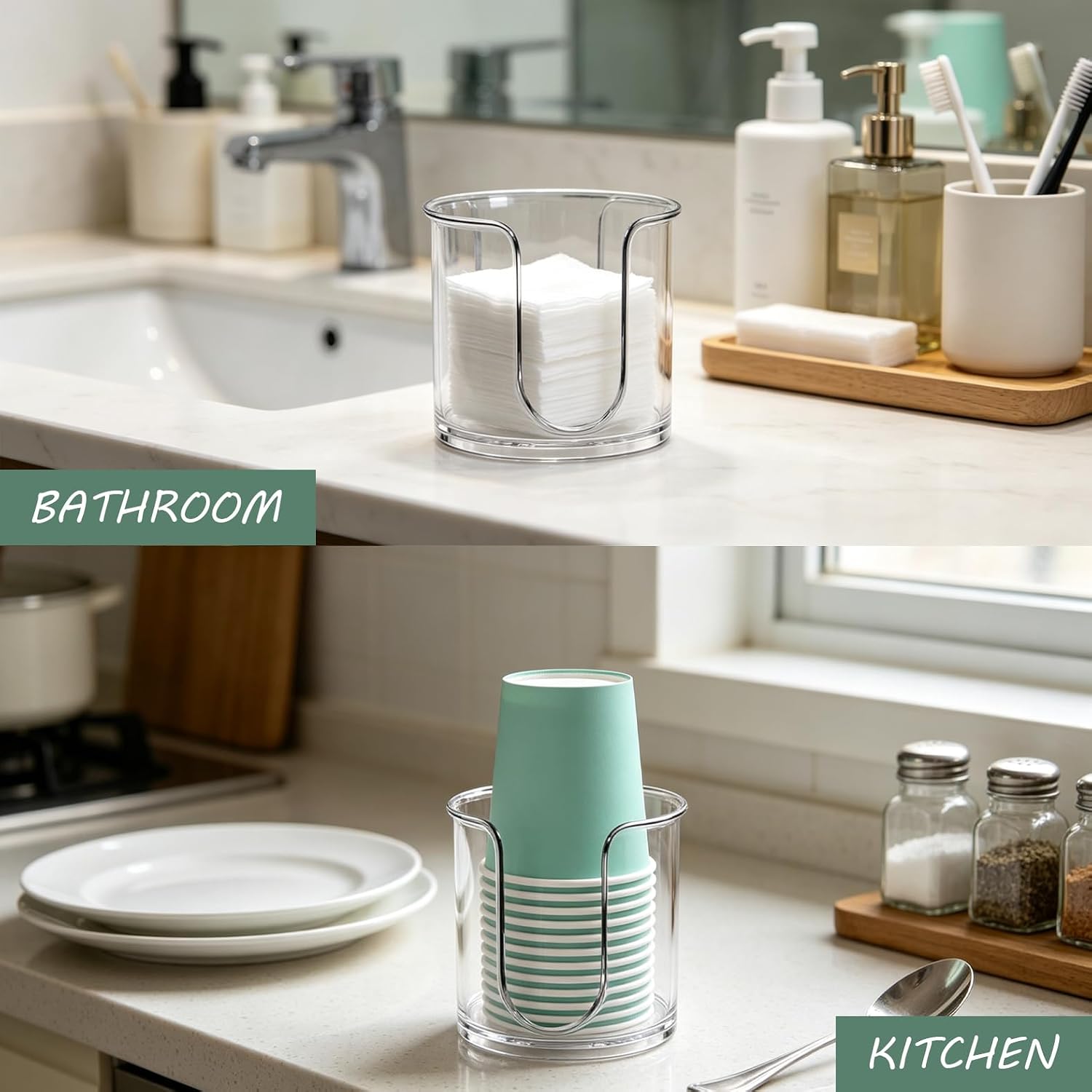 2Pcs Bathroom Cup Holder, Bathroom Cup Dispenser 3 oz