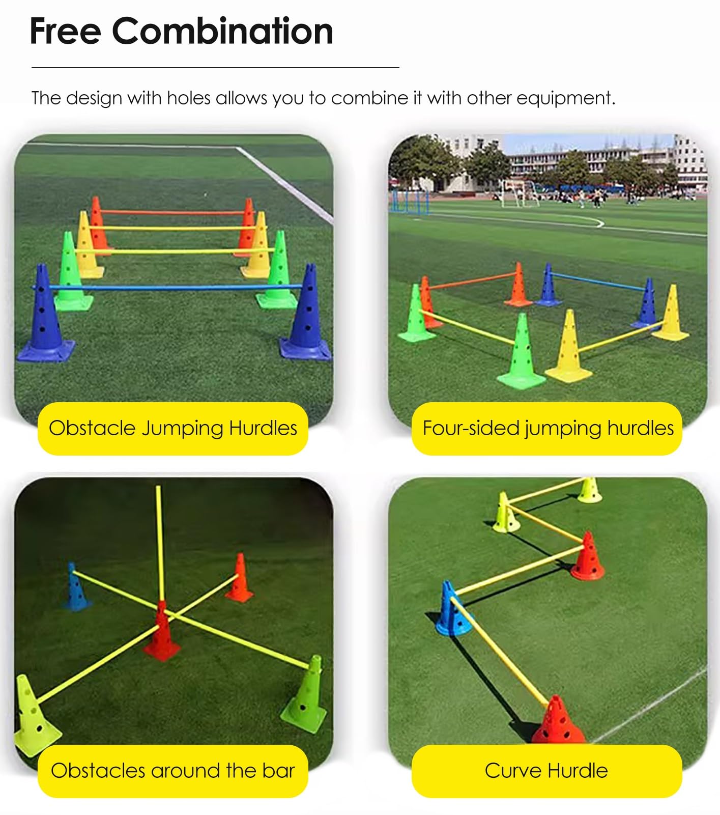 Vallas Entrenamiento Juego de barras de saltar Profesional Juego De Conos Para Vallas, Ajustable Conos De Entrenamiento Y Postes De Agilidad, Equipo De Práctica Multideporte Para Niños Mascotas Adulto