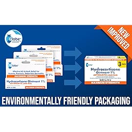 (3 Pack) Globe Hydrocortisone Maximum Strength Transparent Ointment 1%,1 oz, Anti-Itch Topical Ointment for Redness, Swelling, Itching, Rash, Bug/Mosquito Bites, Eczema, Hemorrhoids & More