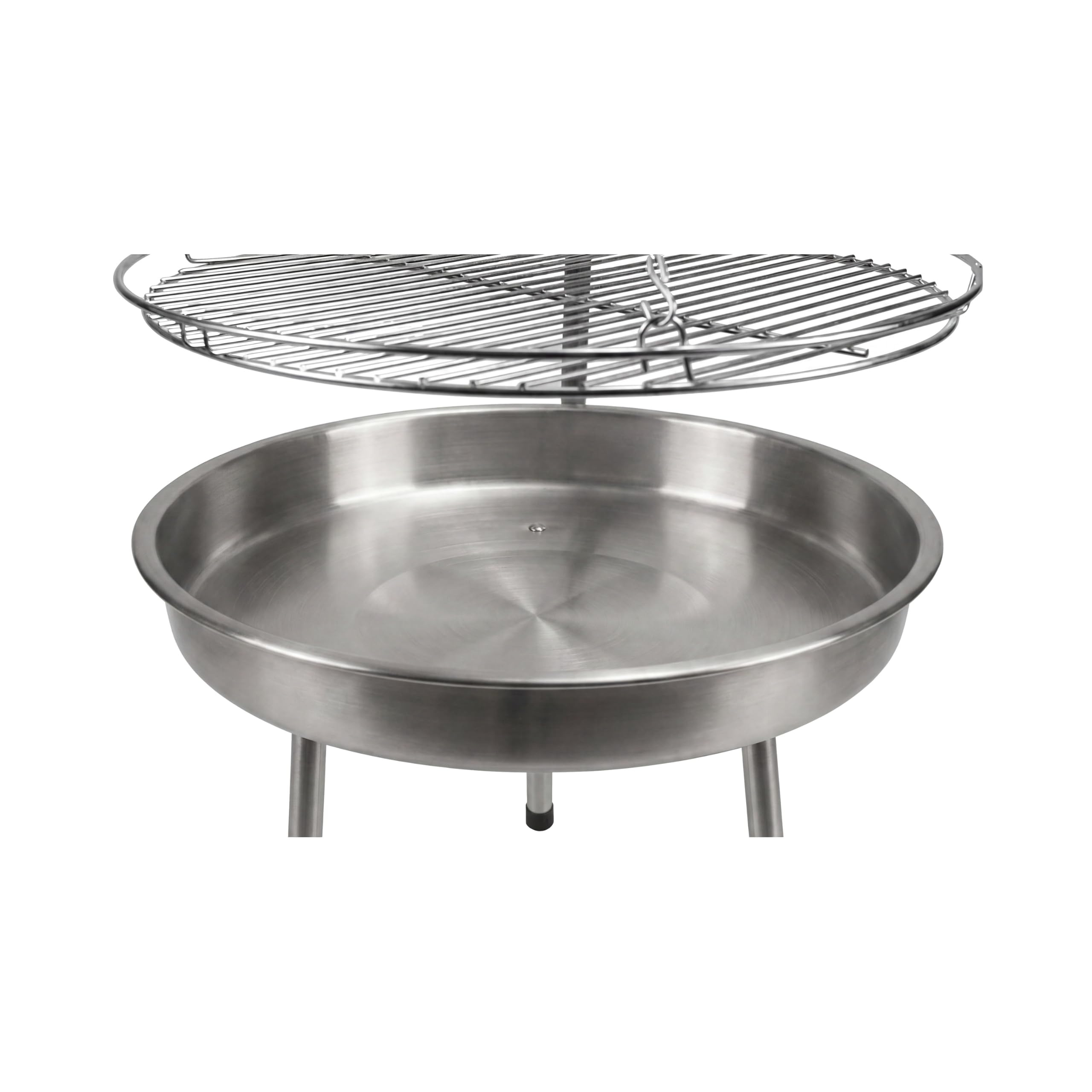 HKG 100 - Schwenkgrill aus Edelstahl mit Feuerschale, Dreibein | Dreibein Schwenker Holzkohlegrill, Höhenverstellbar, Komplett Set, Große Grillfläche Ø 50 cm, Für Camping und Garten