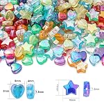 400pcs Assorted Acrylic Heart Beads Star Beads for Jewelry Making Cute Plastic AB Bead for Necklace Bracelet Earing making Bling Spacer Beads Bulk Aesthetic Charms Craft DIY (Mixed Color)