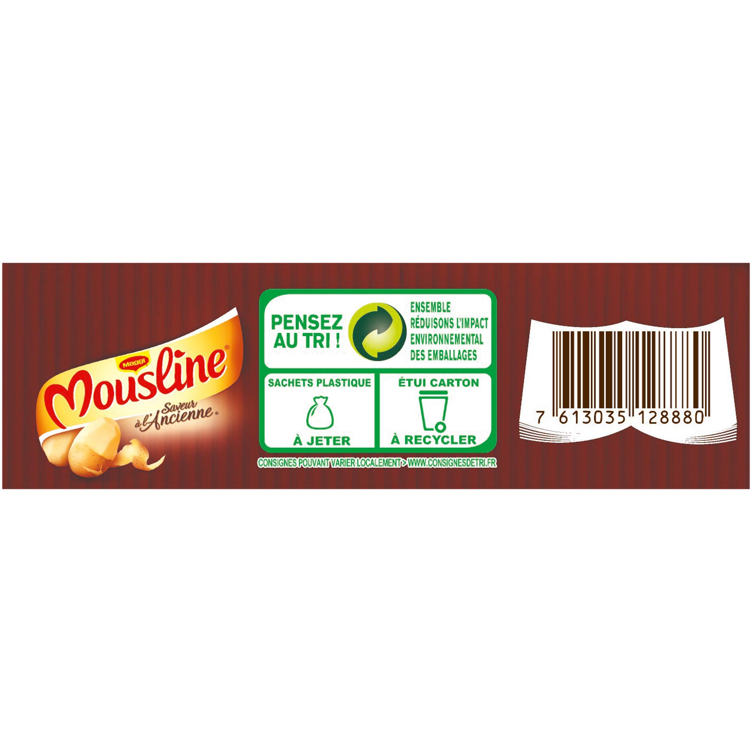 Maggi Mousline Purée Saveur à l'Ancienne Crème Muscade 3 Sachets de 65 g pour 2 personnes