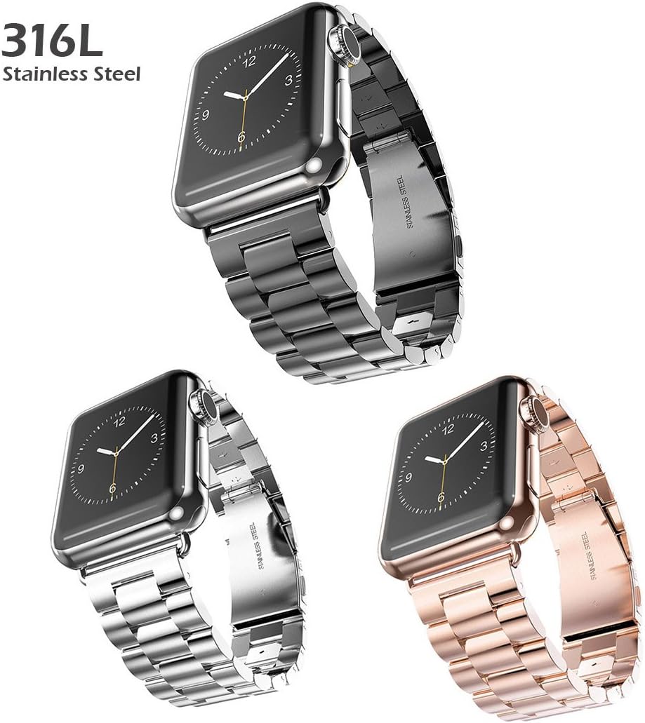 Caloics Chain Watch Band by 316L Stainless Steel Replacement Smart Watch Band for Apple Watch (Silver 38mm)