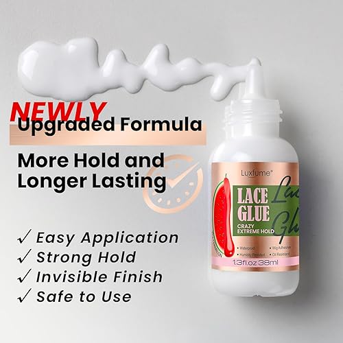 Miniatura 4 de Pegamento de encaje invisible de 1.34 onzas  Resistente al agua y súper agarre  Pegamento de peluca para peluca de encaje frontal  Secado rápido,