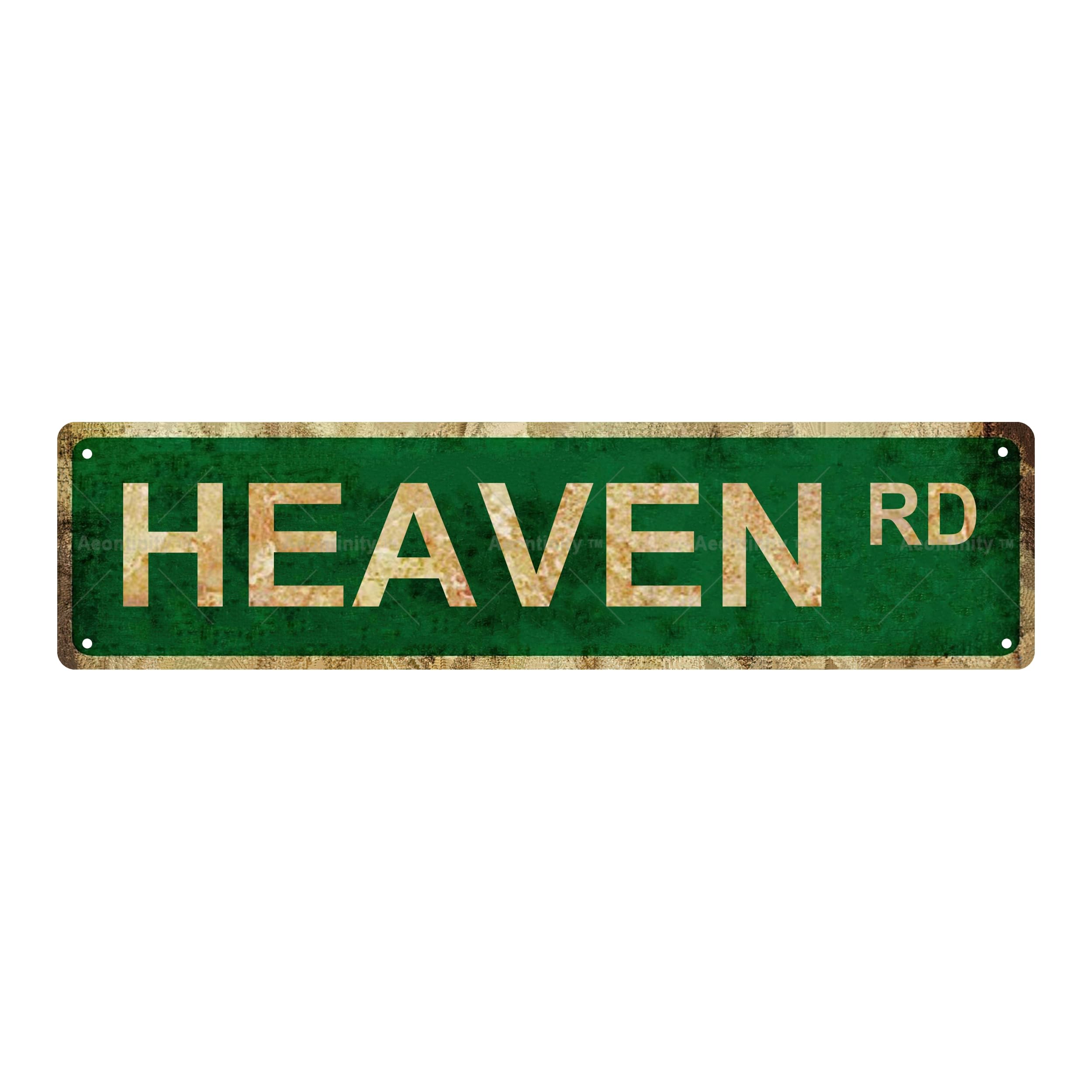 Heaven RD Religion Metal Tin Street Sign Bar Cafe Garage Cave Home Room Wall Bathroom Farmhouse Garden Porch Patio Decor,4x16 Inch
