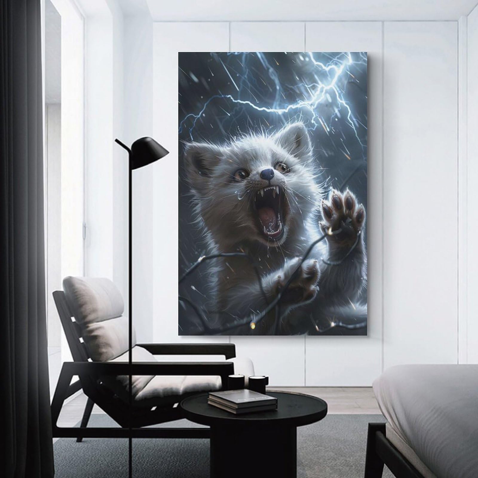 Junmoney Unframe-Fox Lightning Canvas Wall Picture Fox Lightning, 16X24inch(40X60cm), For Hallway, Bedroom Or Modern Interiors, Home Decor Gift With Stylish Appeal
