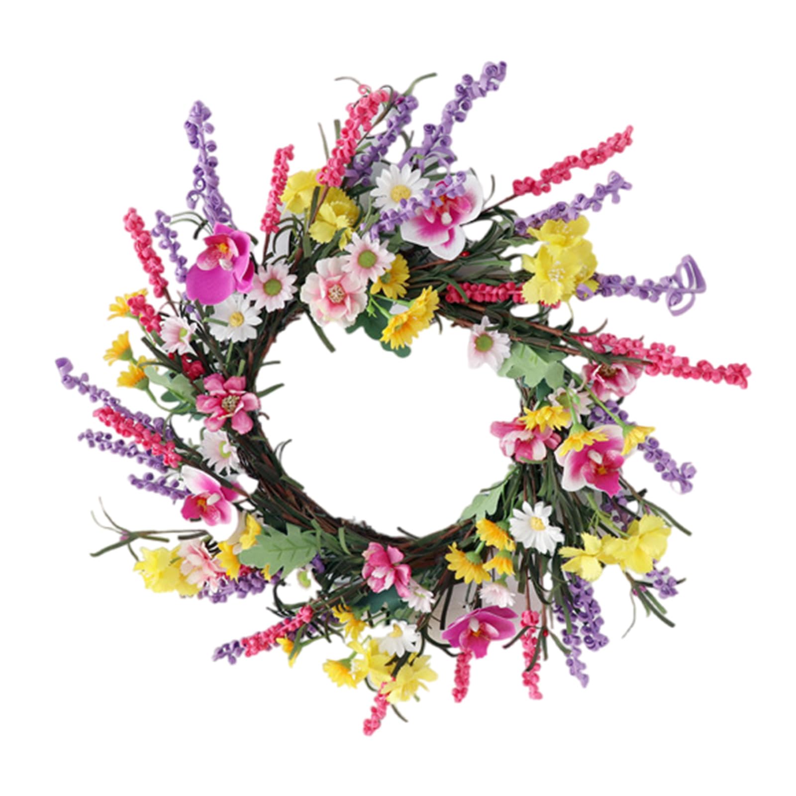 Artificial Flower Front Door Wreaths Colourful Flowers Wreath Round Wreath for Spring Decoration Spring Decorative