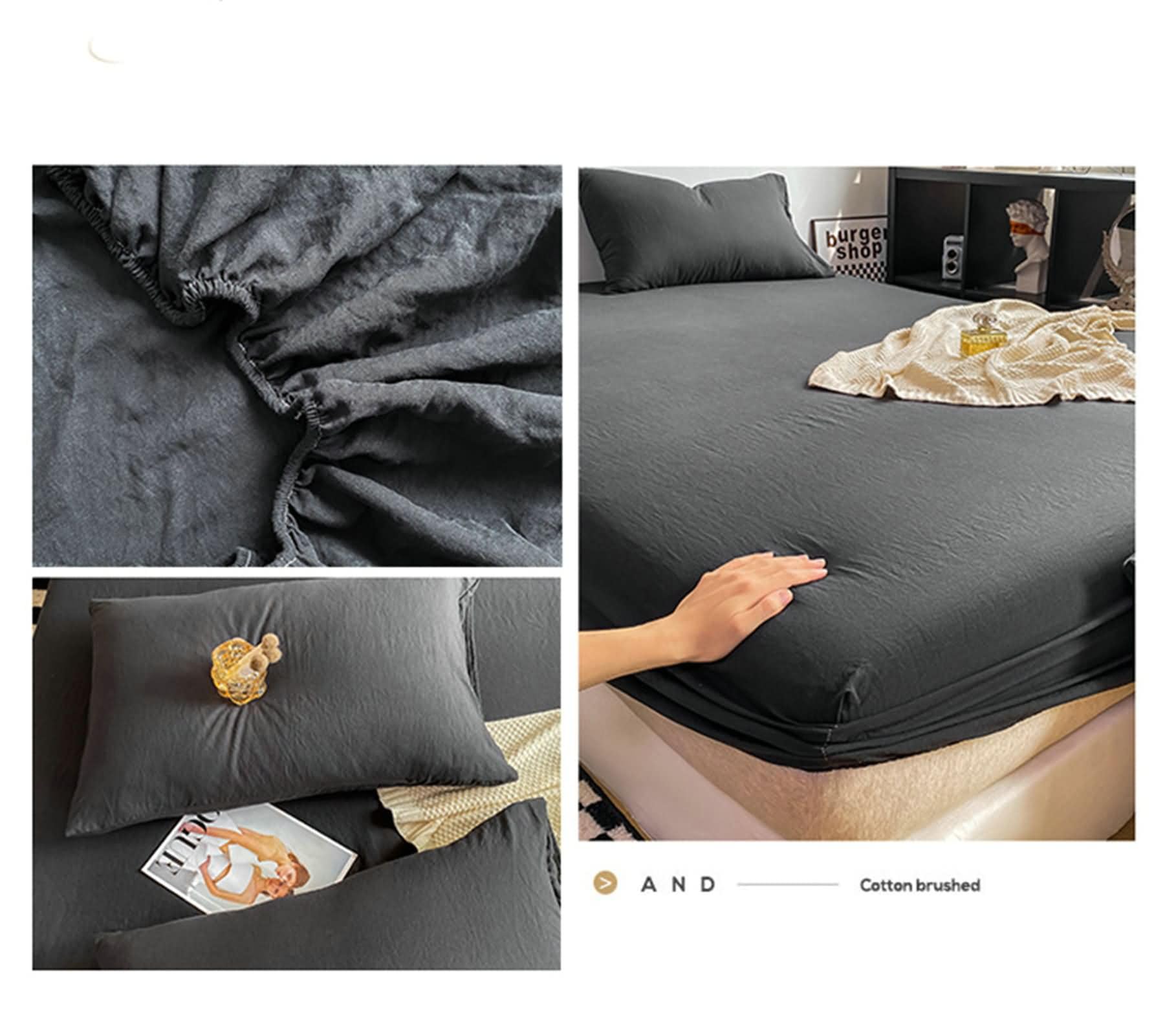Betttuch 90x200cm Deko, Spannbettlaken Wasserbett Einfarbig, Textilien Polyester Baumwolle Tagesdecken Schwarz Unterbett für Matratze