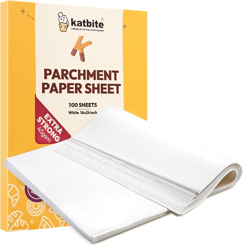 100 bandejas para hornear de papel pergamino, 16 x 24 pulgadas, resistentes | Revestimientos para sartenes precortados, antiadherentes y a prueba de grasa, ideales para hornear, cocinar, asar, freidoras y congeladores.