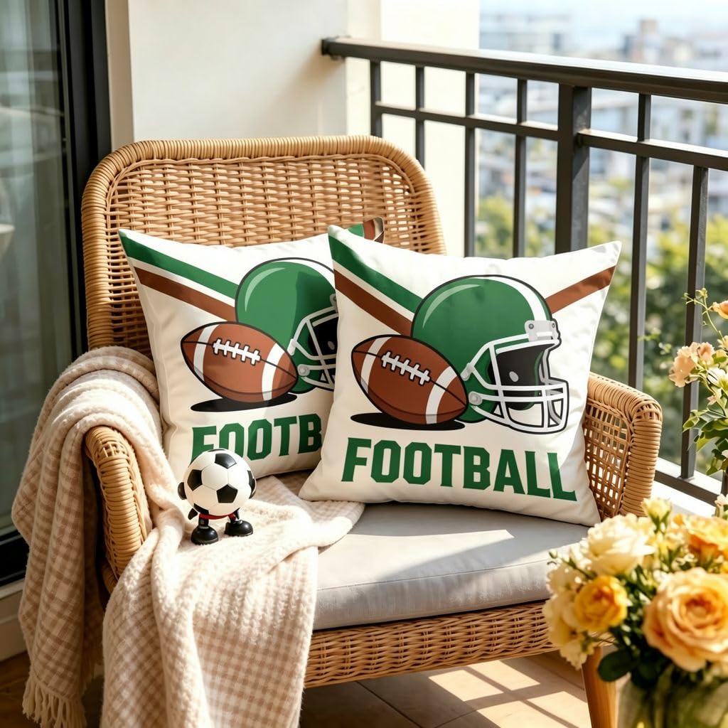 Vintage Football Helmet Linen Pillow Covers -18x18