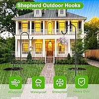 Vista 7 de 48 Inch Shepherds Hooks for Outdoor, Heavy Duty Bird Feeder Pole with 5 Prong Bases, Garden Hanging Stake for Bird Feeder, Solar Light, Plant