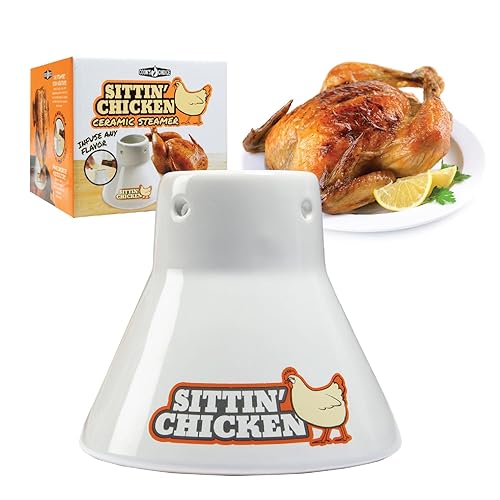 Sittin' Chicken Ceramic Beer Can Steamer & Roaster-Easily Infuse Marinade
