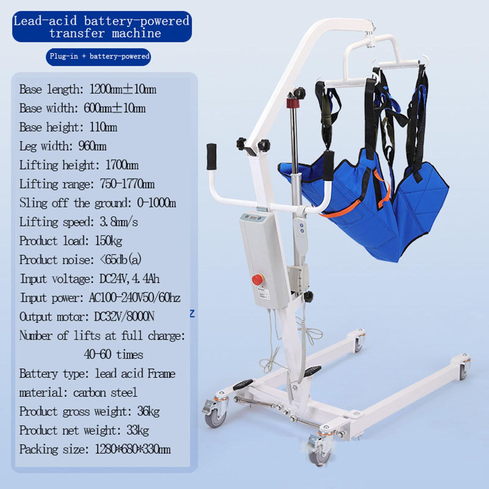 Arnés Elevación Paciente Cuerpo Completo, Grúa De Paciente, Eslinga De Elevación con para Paciente Y Minusválido, para Posicionamiento Y Elevación De La Cama,Enfermería,B
