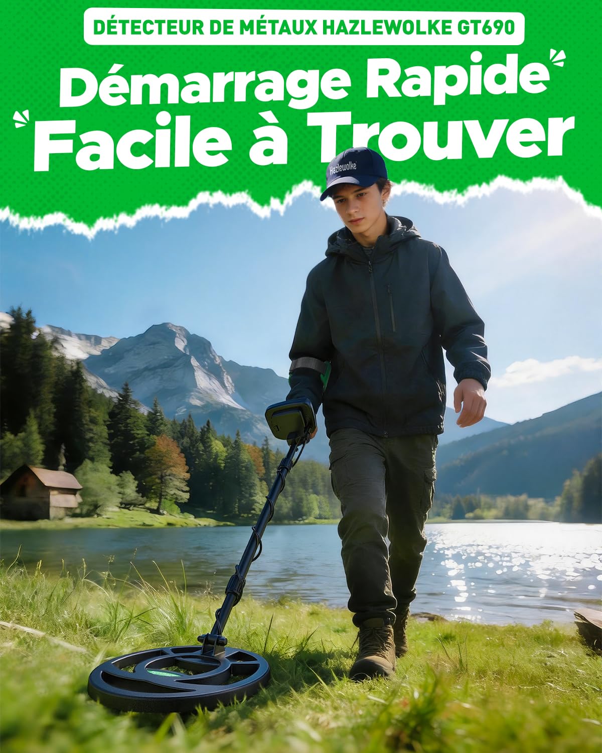 Detecteur de Metaux pour Adultes et Enfants, Haute Précision 10” Bobine Étanche, Modes Tous Métaux et Disc, Détecteur de Métaux pour Enfants et Détection d’Or pour Débutants, Juniors et Adolescents