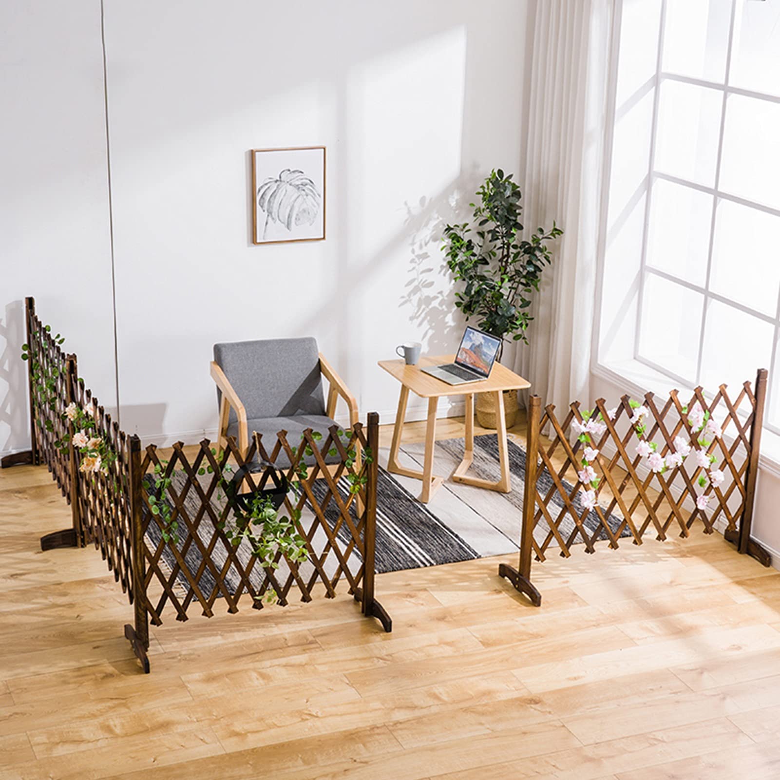 Supporto per piante in legno espandibile autoportante e graticcio, supporto versatile da giardino per piante rampicanti, decorazione esterna e barriera di sicurezza per animali domestici