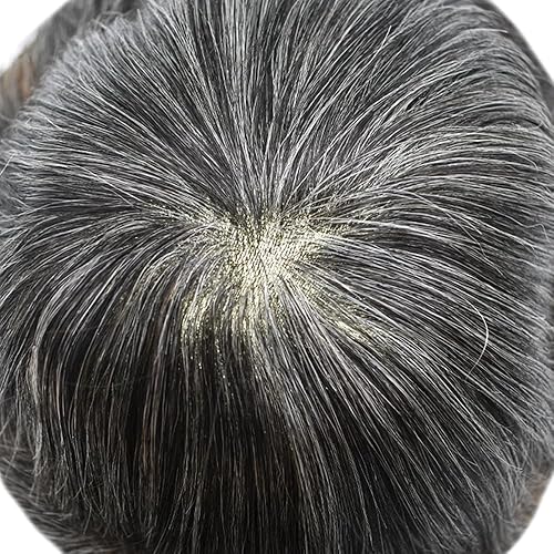 Miniatura 24 de Toupee For Men Real Human Hair Poly Skin Mens Hair Pieces Hair Replacement System For Men Toupee Hairpiece For Men Hair Prosthesis PU 8x10Inch 1#