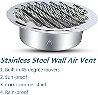 Vista 3 de Ventilación de ventilación de acero inoxidable de 3 pulgadas, cubierta de rejilla con rejillas de ventilación plana de conductos de ventilación