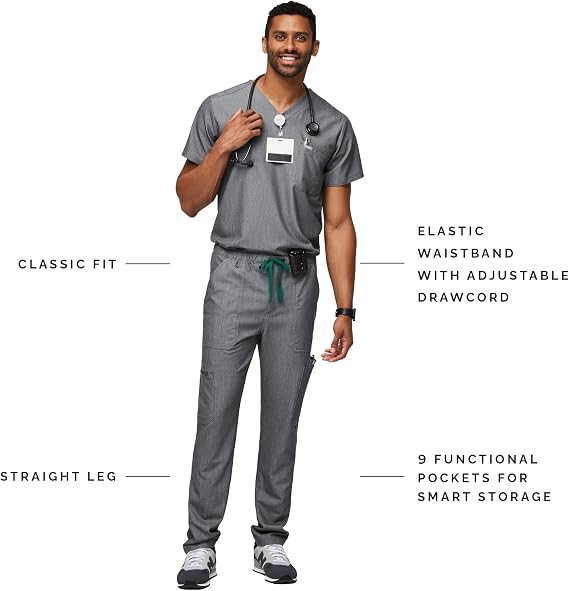 FIGS Cairo Cargo Scrub Pants for Men Classic Straight Leg Fit, 9 Pockets, 4-Way Stretch, Anti-Wrinkle