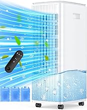25" Windowless Air Conditioner with Double Tanks for 16H Cooling, 25ft Remote & Timer,3-IN-1 Evaporative Air Cooler for Room, 90° Oscillation, 30dB, 3-Speed Swamp Cooler Air Conditioner Portable