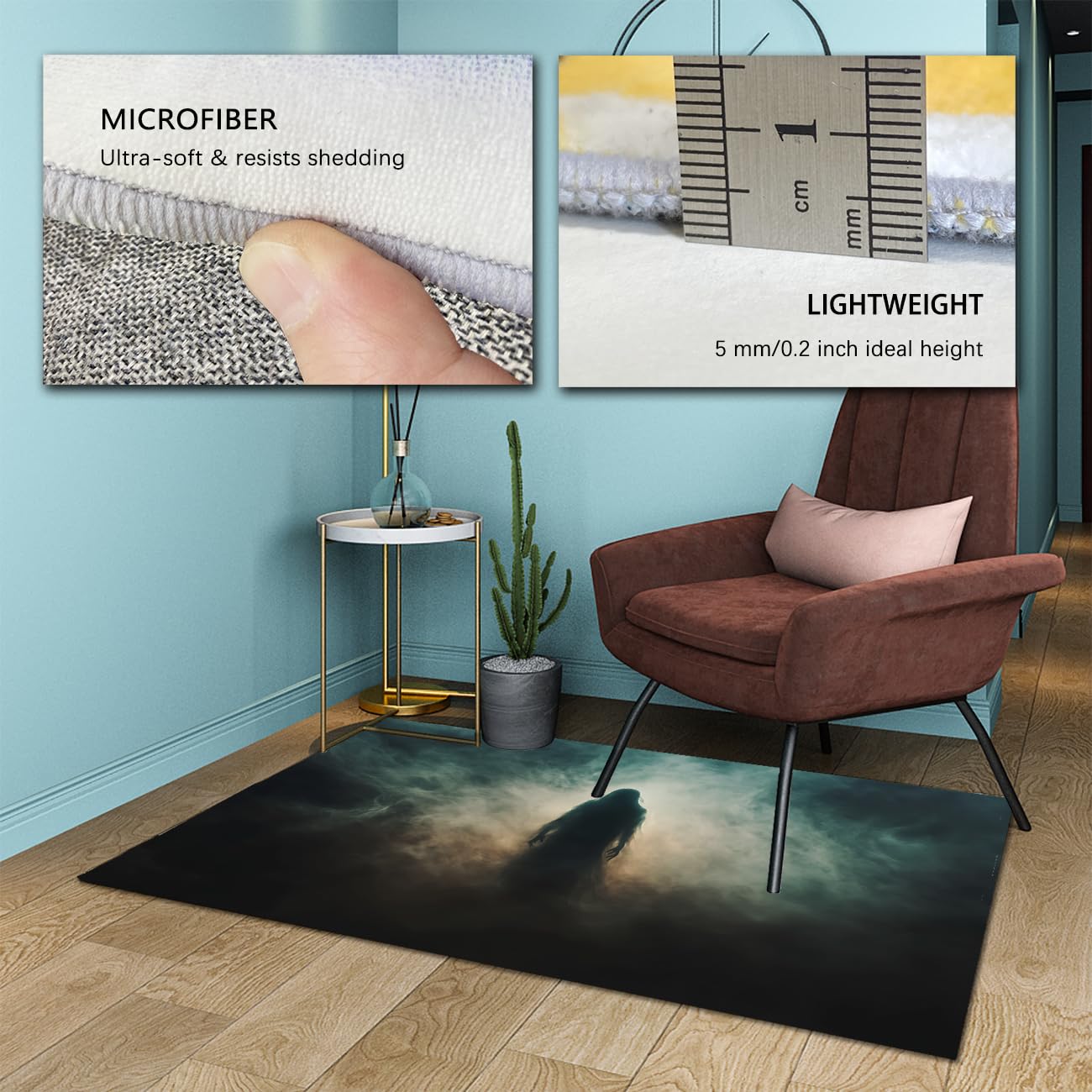 Tapis 200x280cm Silhouette Gothique Lavable antidérapante