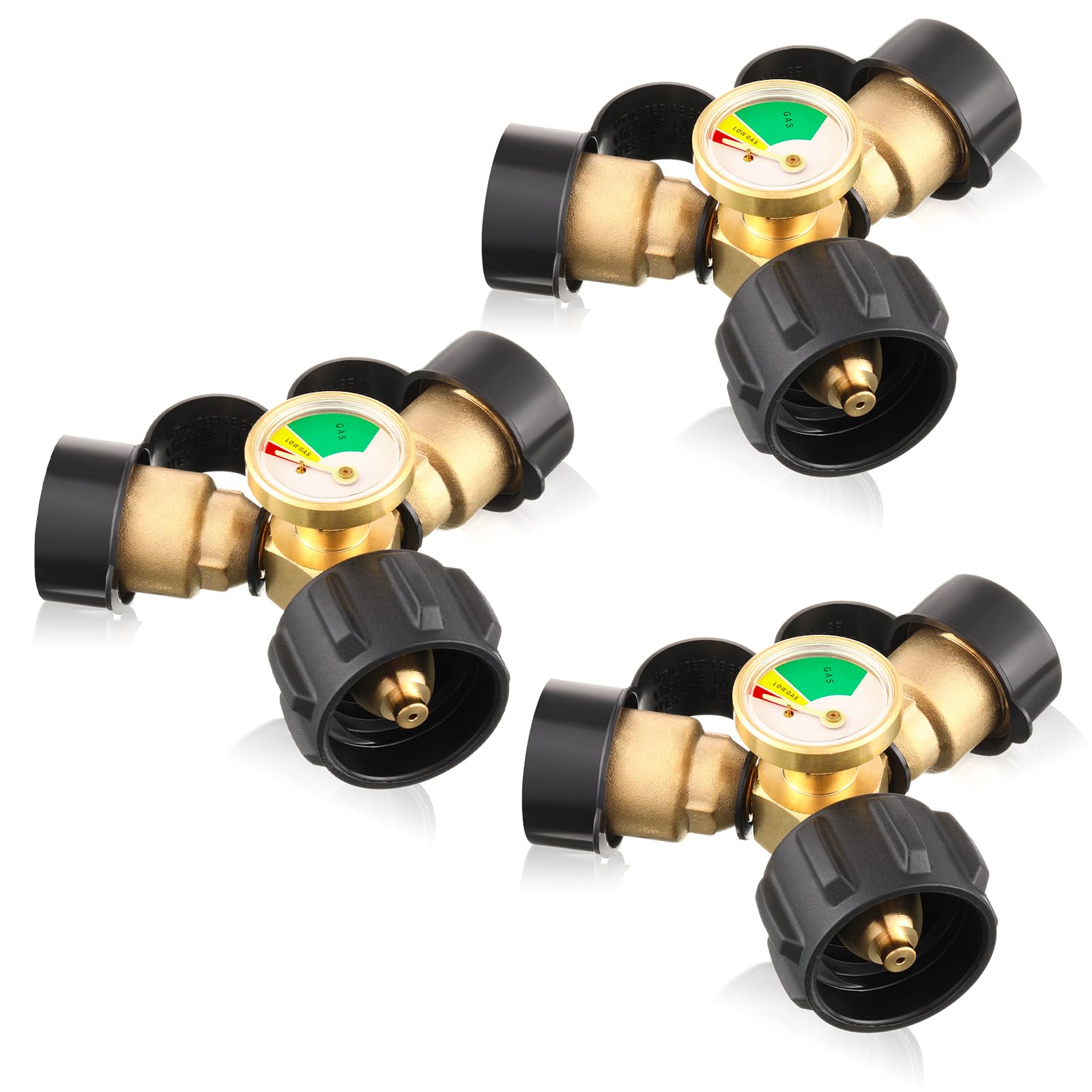 Tandefio 2-drożny adapter rozdzielacza Y na propan Y rozdzielacz adapter ze złączem gazowym LP Gauge adapter do butelki gazowej do butli z propanem 2,3-45 kg grill grill palnik gazowy RV Camper