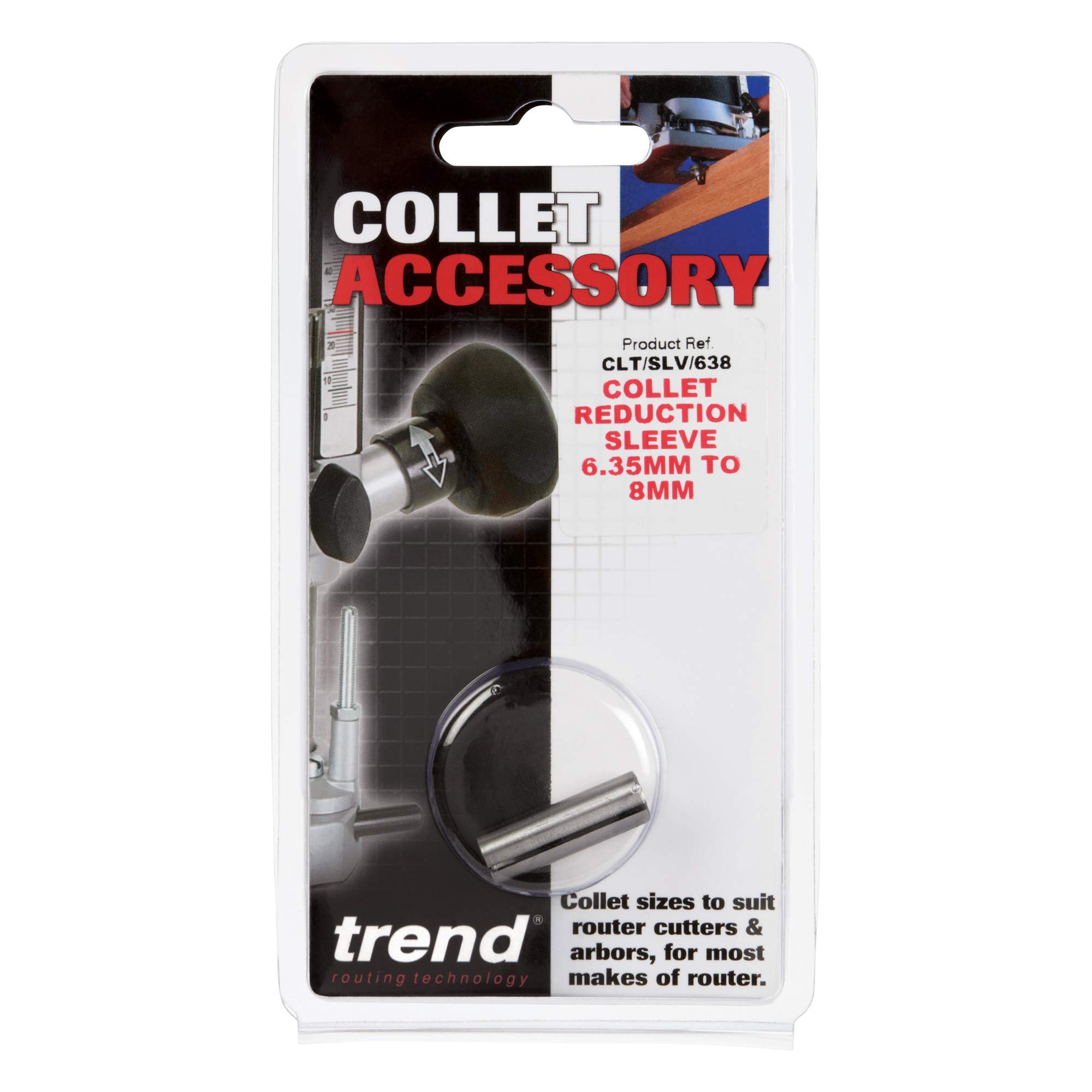 Trend Riduttore Pinza, da 6.35mm a 8mm per Frese con Gambo Piccolo, CLT/SLV/638
