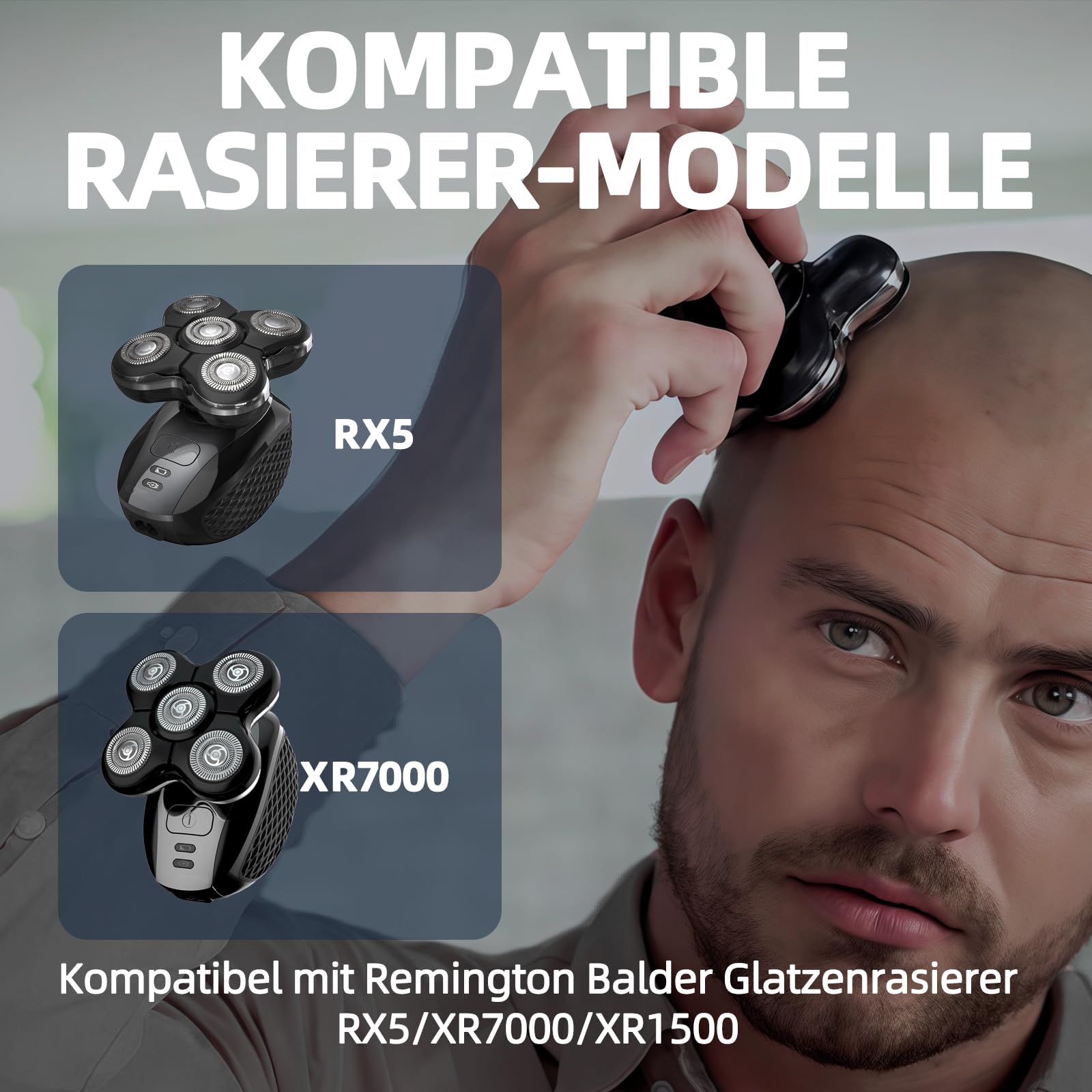 2 zapasowe głowice do golenia – kompatybilne z Remington Balder Pro RX5, XR1500, XR1501, XR7000 – głowica do golenia łysienia, precyzyjne głowice do golenia na mokro i sucho