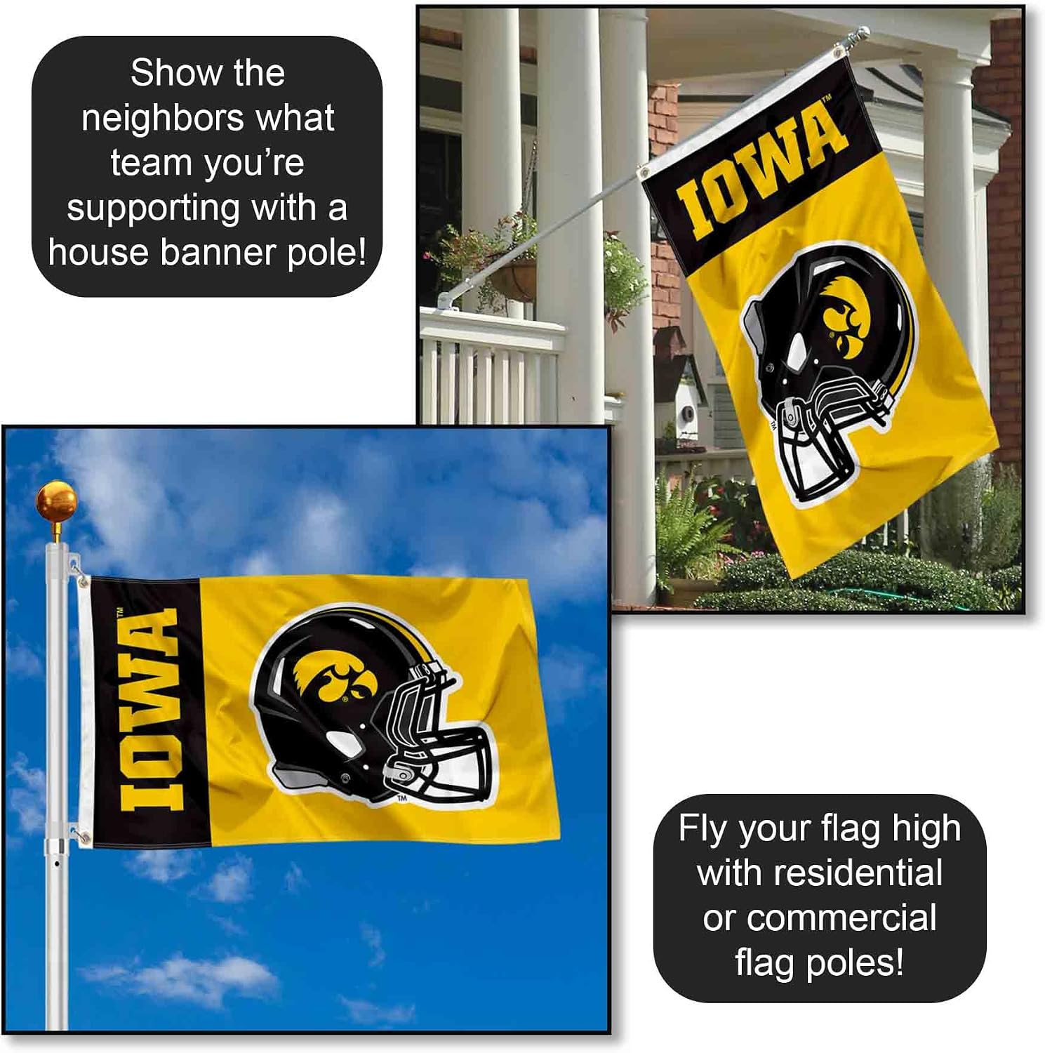 College Flags & Banners Co. Hawkeyes Football Helmet 3x5 Flag