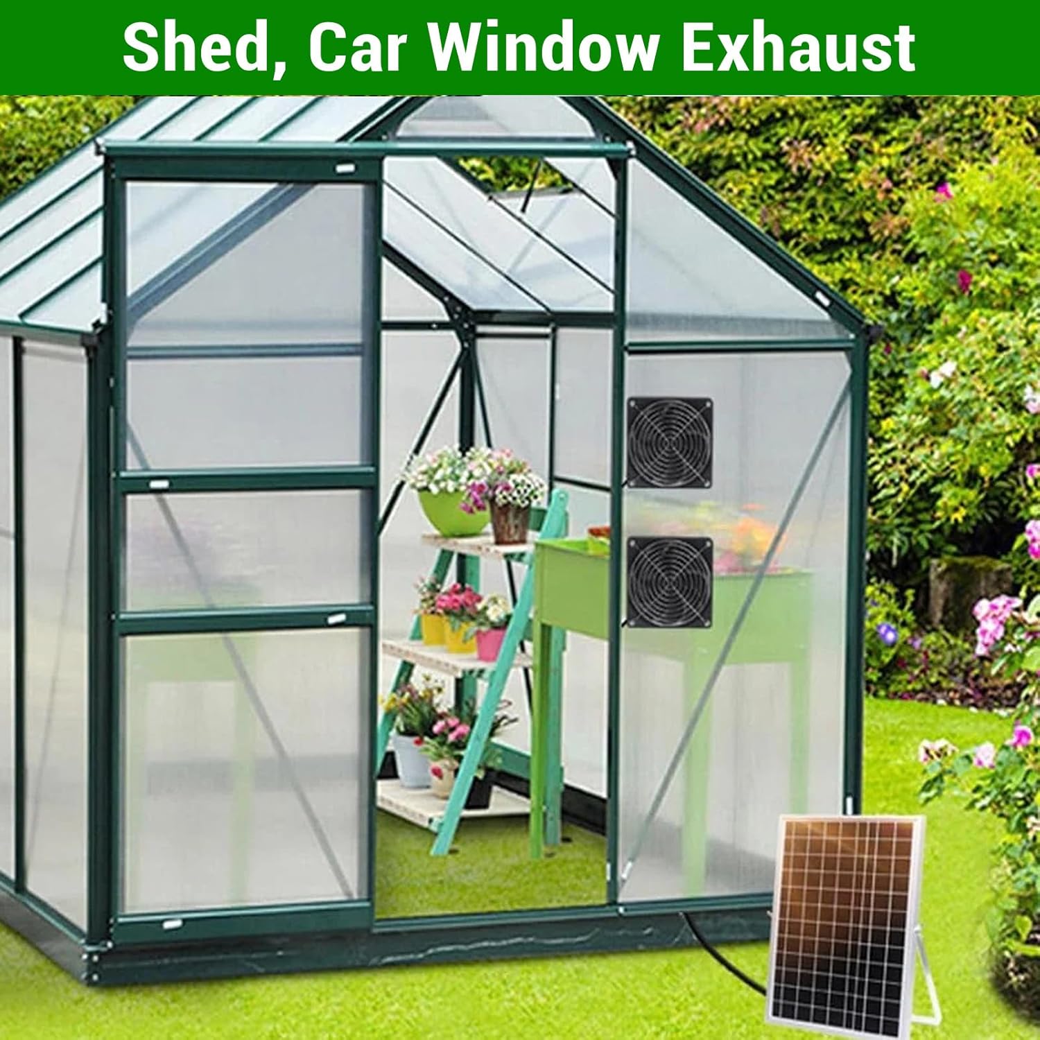 18V 15W Solar Panel Exhaust Fan, Water Proof Solar Powered Fan Kit for Greenhouse Shed Pet House - Energy Saving, Efficient Heat Ventilation, Easy Control for Indoor Outdoor Use