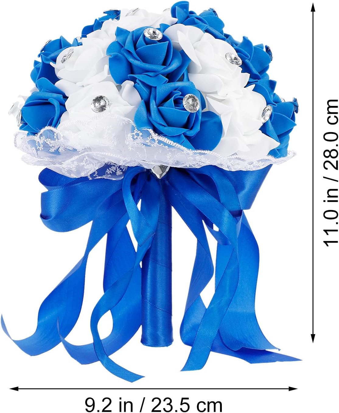 LUOZZY Artificial Wedding Flower Bouquet for Bride Hand Flower Wedding Party Supplies Photo Props (Royal Blue)