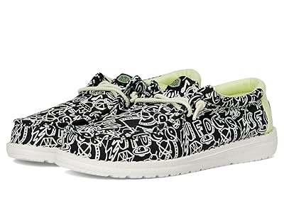Hey Dude Kids Wally Space Glow (Little Kid/Big Kid) Boys Shoes Black/White : 11 Little Kid M, Canvas/Textile