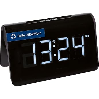 TFA Dostmann ICON 60.2543 Digital Radio-Controlled Alarm Clock Plastic Black L x W x H 132 x 64 x 80 mm