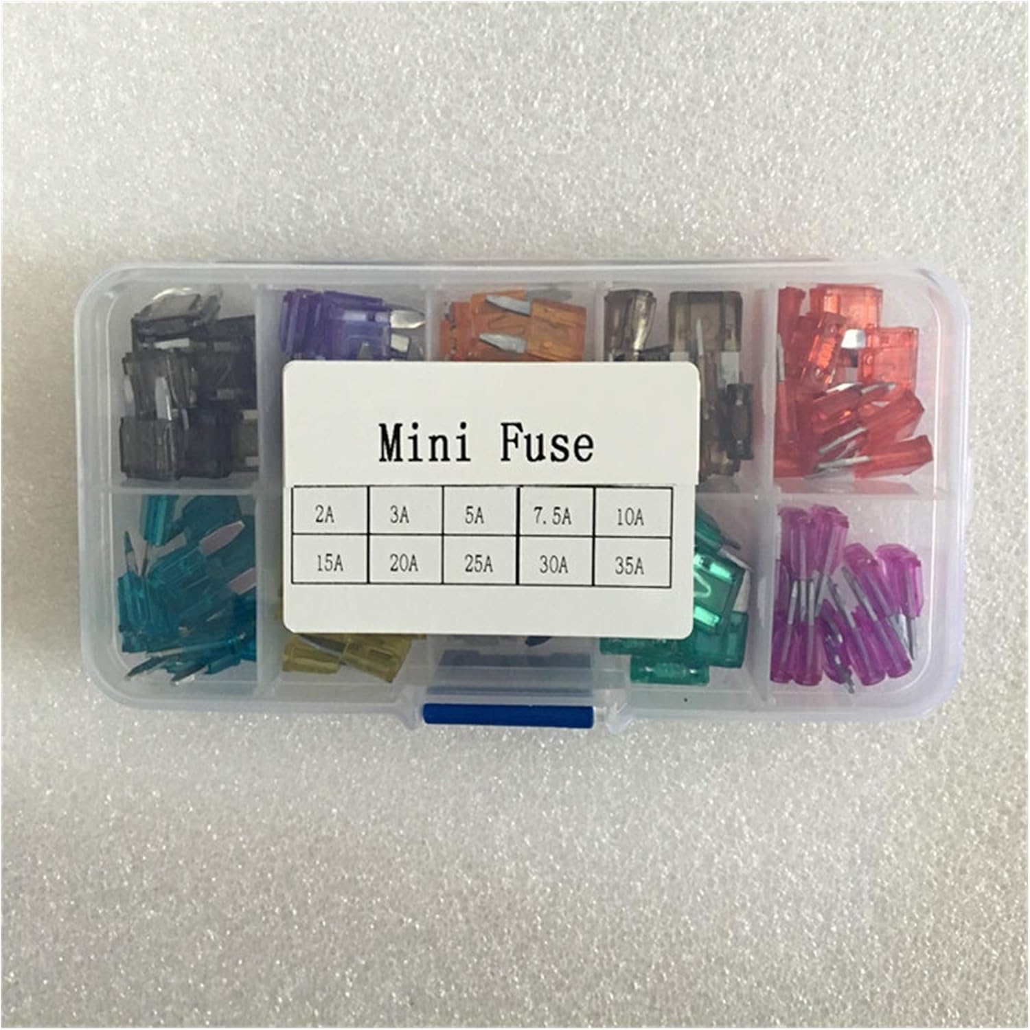 Fuses 100Pcs/Lot Mini Blade Assortment, Auto Car Motorcycle SUV FUSES Kit, 2A 3A 5A 7.5A 10A 15A 20A 25A 30A 35A+Box